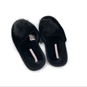 Victoria Secret Black Pom Pom Slippers
